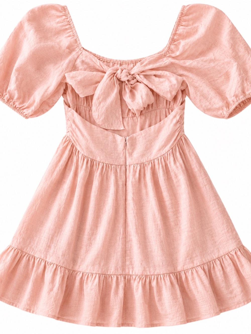Altar’d State Blush Pink Puff Sleeve Babydoll Mini Dress Cottagecore Large - Picture 5 of 10